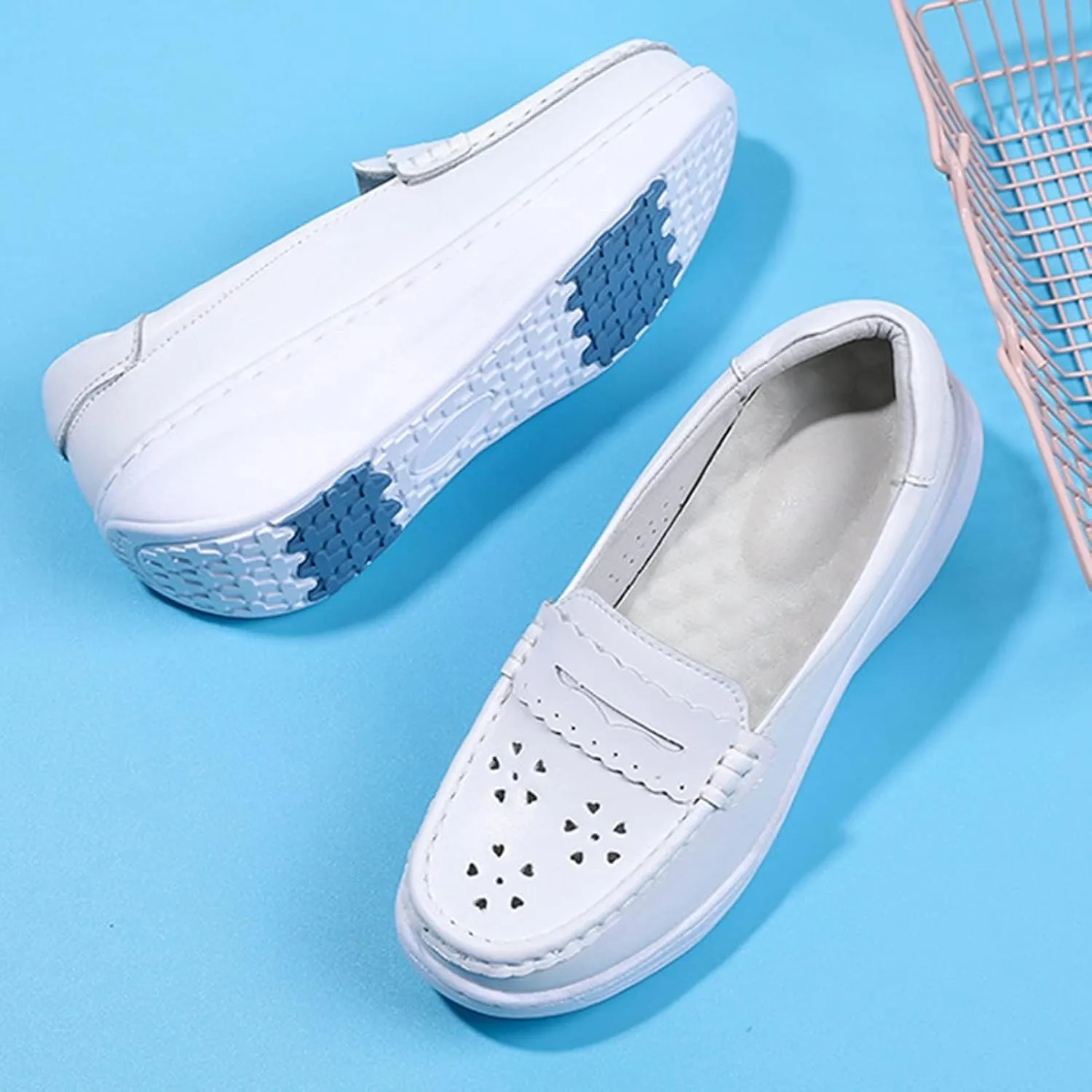 Loafer Work Nursing Shoes,Breathable Lightweight Chef Shoes for Women Food Service,Oil and Slip-Resistant Orthopedic Healthcare Nurse Shoes,with Arch Support