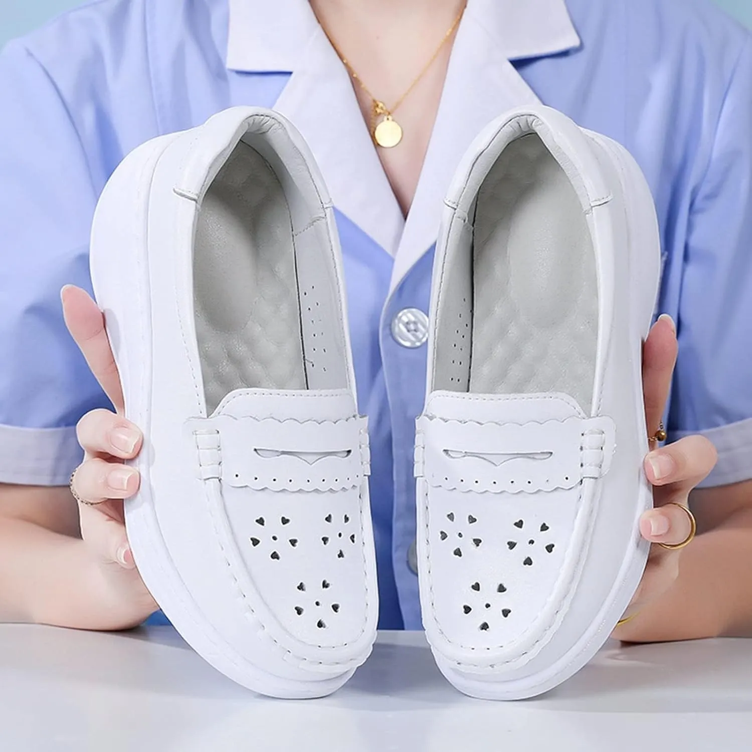 Loafer Work Nursing Shoes,Breathable Lightweight Chef Shoes for Women Food Service,Oil and Slip-Resistant Orthopedic Healthcare Nurse Shoes,with Arch Support