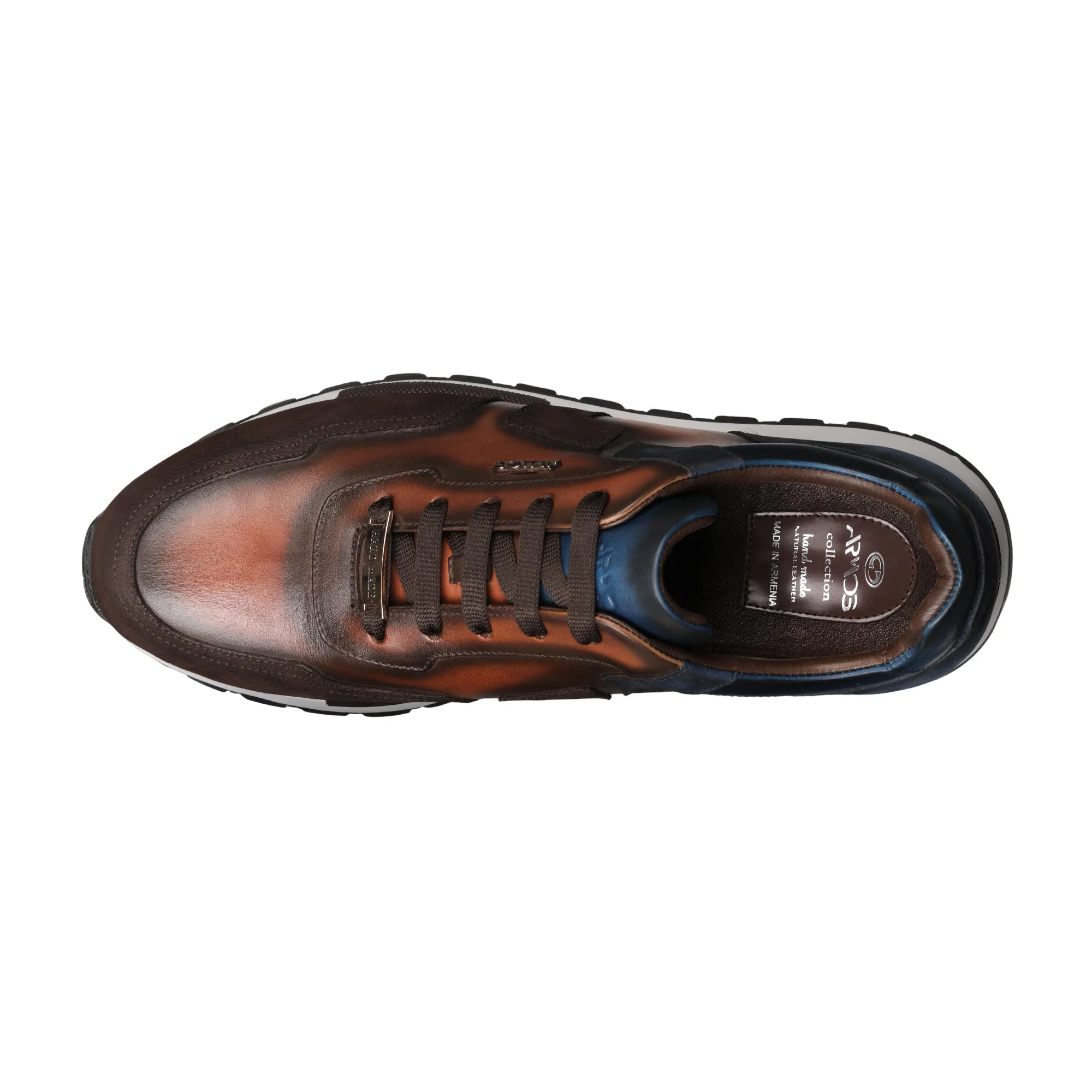 Men's Brown and Blue Leather Sneaker