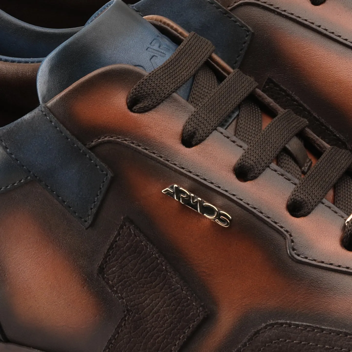 Men's Brown and Blue Leather Sneaker