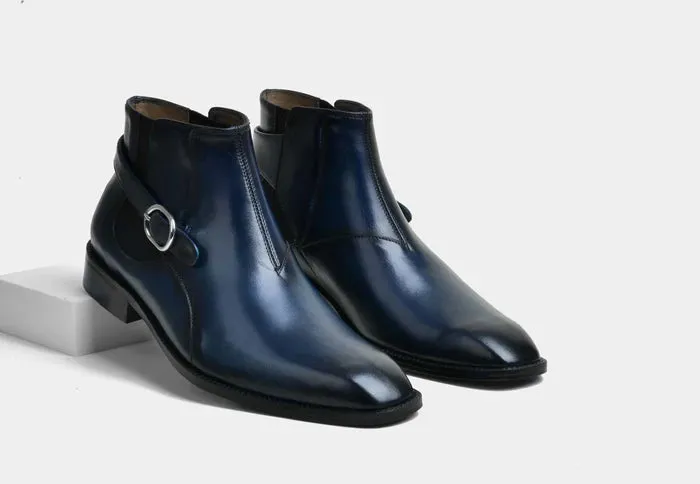 Men’s Buckle Boots in Blue