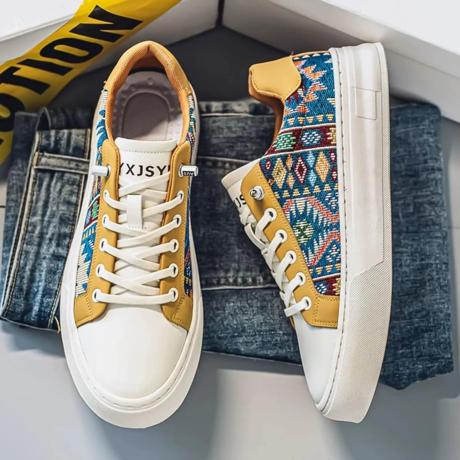 Men's Canvas Fashion Sneakers Floral Pattern Patchwork Low Top Breathable Lightweight Casual Walking Skate Shoes