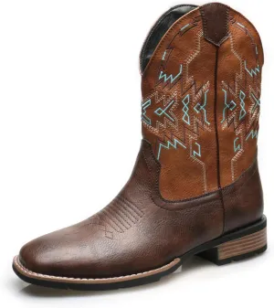 Mens Cowboy Boots - Square Toe Cowboy Boots for Men Fashion Mens Western Boots - Mens Boots Square Toe Style