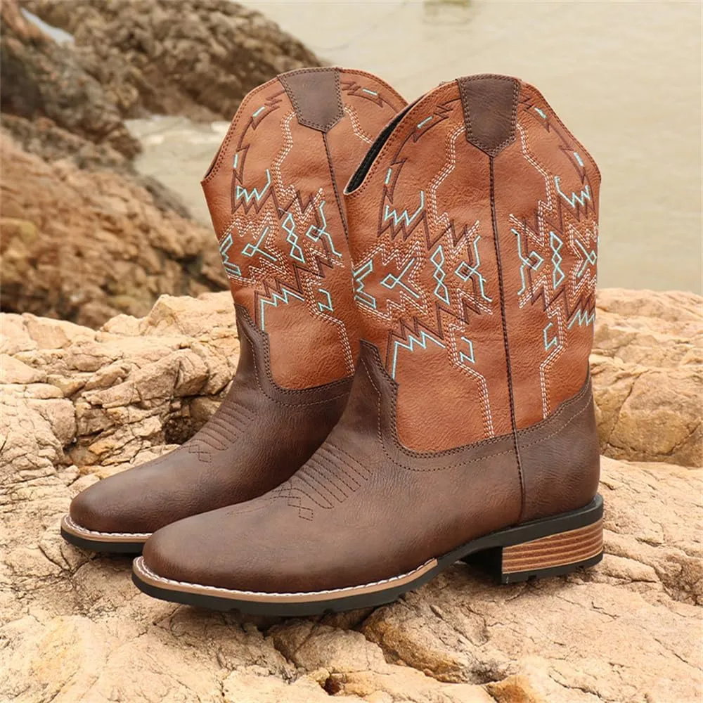 Mens Cowboy Boots - Square Toe Cowboy Boots for Men Fashion Mens Western Boots - Mens Boots Square Toe Style