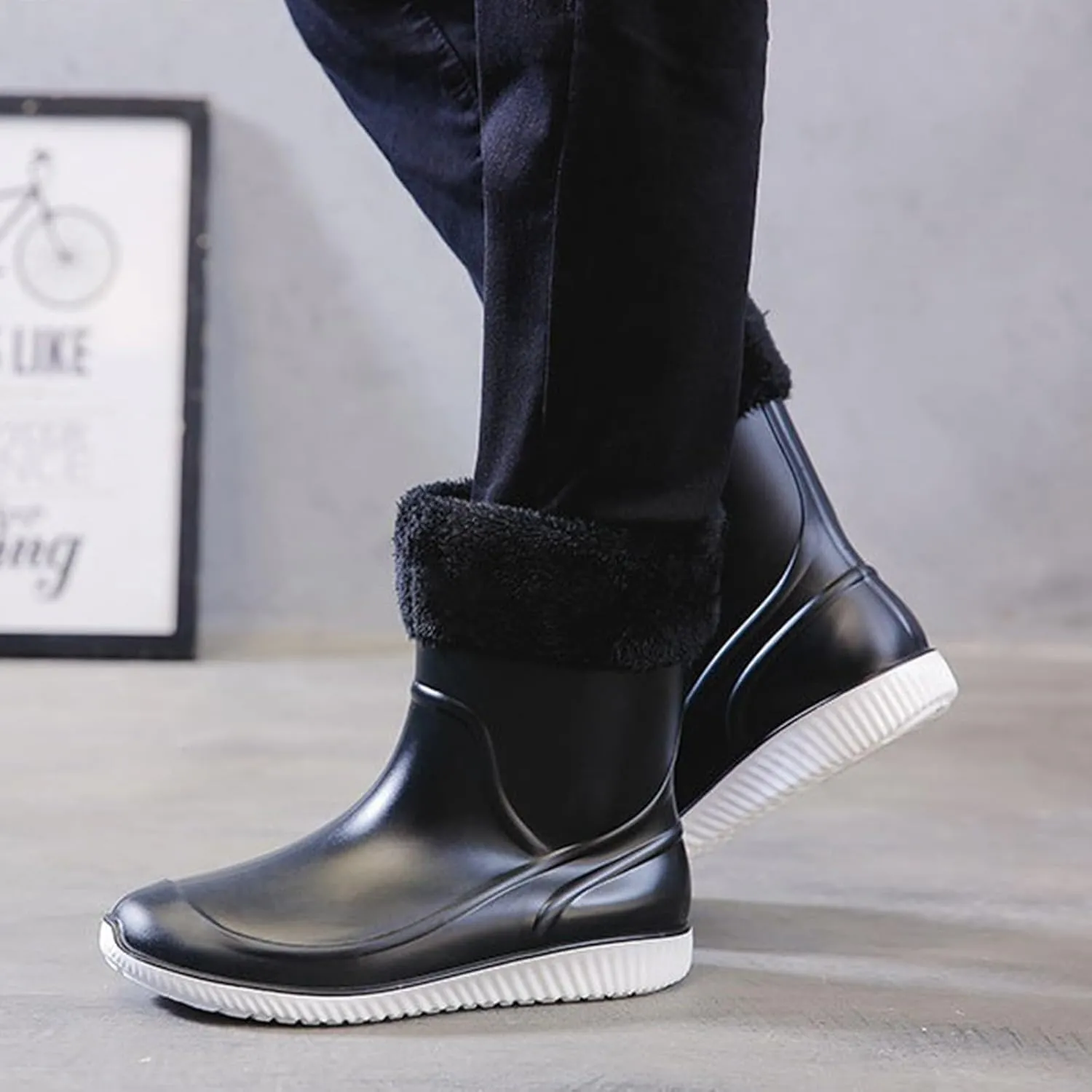 Men's Rain Boots Waterproof Non-Slip Outdoor Work Rubber Boots Fishing Boots For Men Waterproof Ankle Rain Boots