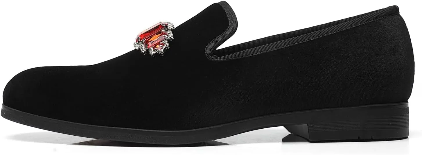 Men's Velvet Loafers Glitter Diamond Fashion Party Wedding Shoes