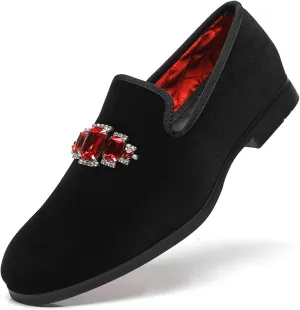 Men's Velvet Loafers Glitter Diamond Fashion Party Wedding Shoes