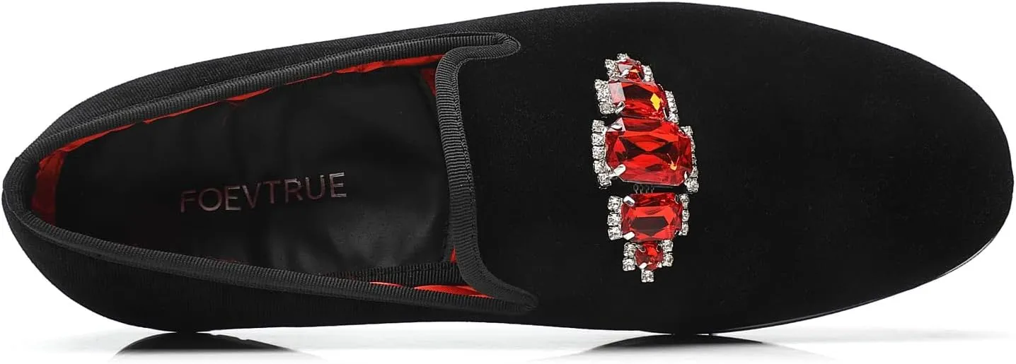 Men's Velvet Loafers Glitter Diamond Fashion Party Wedding Shoes