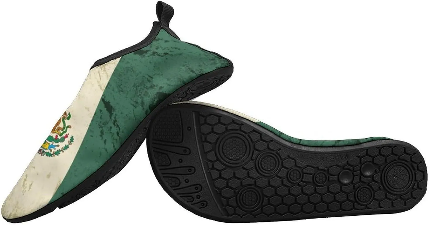 Mexico Flag Mexican Water Shoe Manwomen Quick Dry Water Sock Slip-on Leisure Beach Socks Lightweight Surf Shoes for Swim Surf Travel Non Slip Indoor Outdoor Walking
