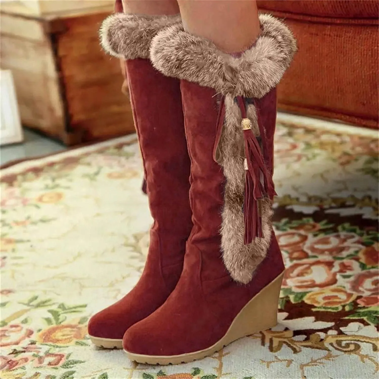 Mid Calf Winter Boots for Women Waterproof with Zipper Size 9.5 Wide Snow Booties for Women 2023 Winter Boots for Women Waterproof Zipper Womens Snow Shoes Waterproof Women Winter Wide Width Boot