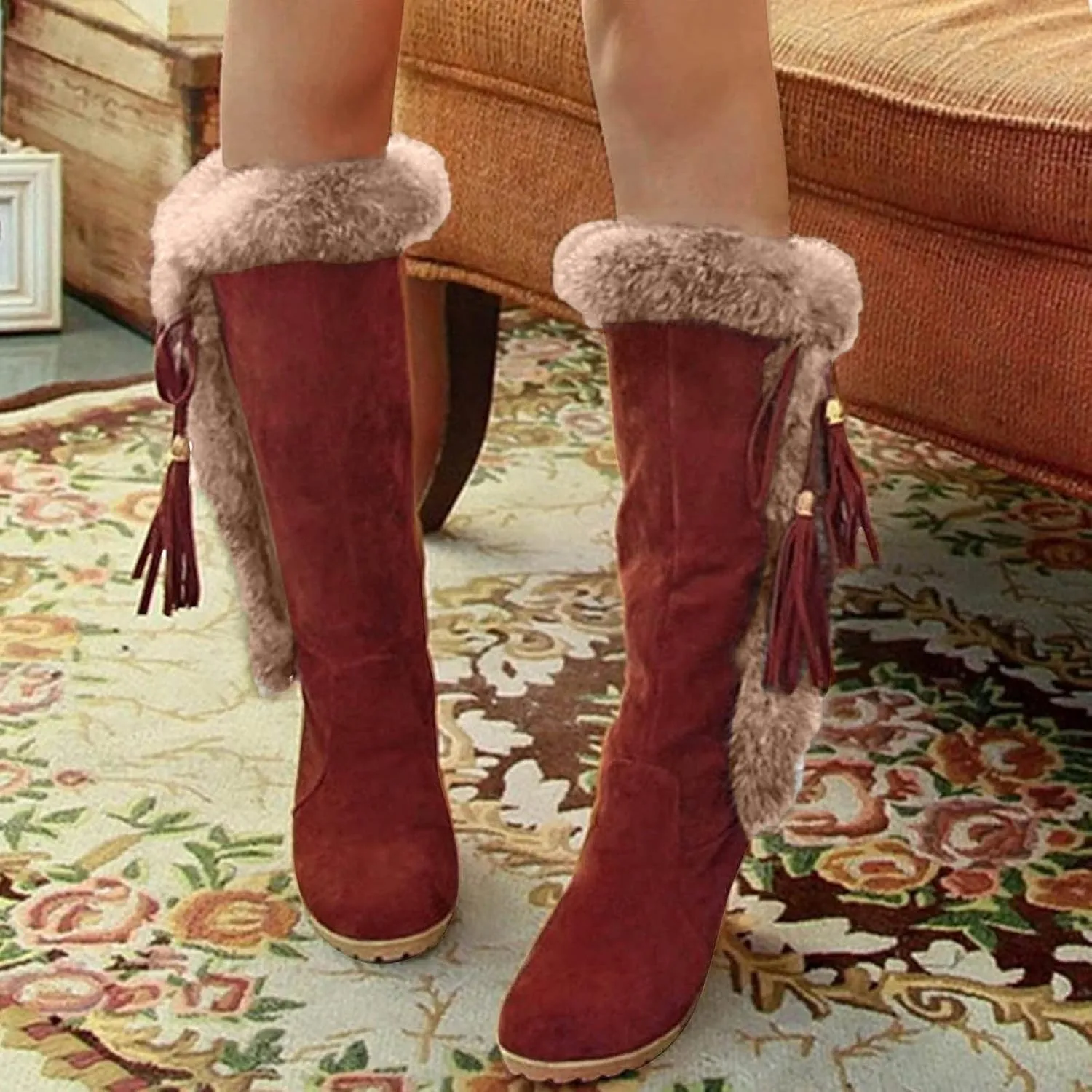 Mid Calf Winter Boots for Women Waterproof with Zipper Size 9.5 Wide Snow Booties for Women 2023 Winter Boots for Women Waterproof Zipper Womens Snow Shoes Waterproof Women Winter Wide Width Boot