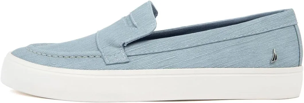 Nautica Women??s Slip-On Penny Loafer Sneakers ?C Casual Comfort Walking Shoes with Cushioned Insole and White Sole