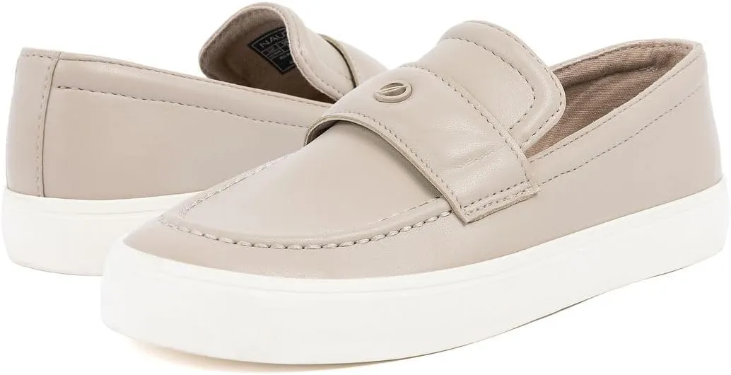 Nautica Women??s Slip-On Penny Loafer Sneakers ?C Casual Comfort Walking Shoes with Cushioned Insole and White Sole