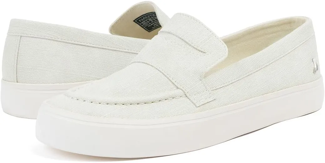 Nautica Women??s Slip-On Penny Loafer Sneakers ?C Casual Comfort Walking Shoes with Cushioned Insole and White Sole