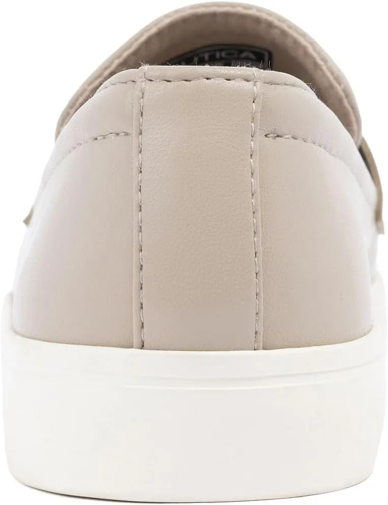 Nautica Women??s Slip-On Penny Loafer Sneakers ?C Casual Comfort Walking Shoes with Cushioned Insole and White Sole