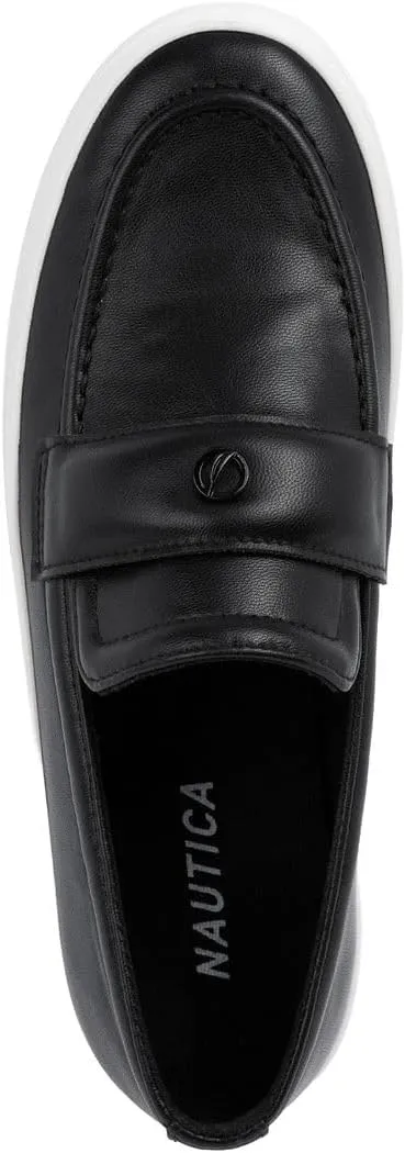 Nautica Women??s Slip-On Penny Loafer Sneakers ?C Casual Comfort Walking Shoes with Cushioned Insole and White Sole