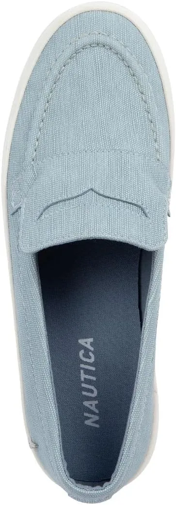 Nautica Women??s Slip-On Penny Loafer Sneakers ?C Casual Comfort Walking Shoes with Cushioned Insole and White Sole