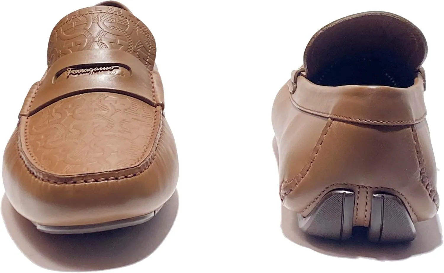 New Penny Brown Calf Leather Men's Gancini Loafers Drivers Dress