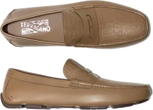 New Penny Brown Calf Leather Men's Gancini Loafers Drivers Dress