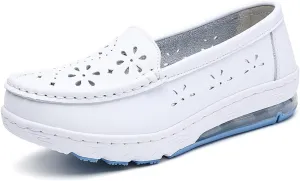 NVBHOF Nursing Shoes Womens, Lightweight Non-Slip Work Shoes with Arch Support, Hollowed Out Breathable Orthopedic Nurse Shoes for Women Food Service