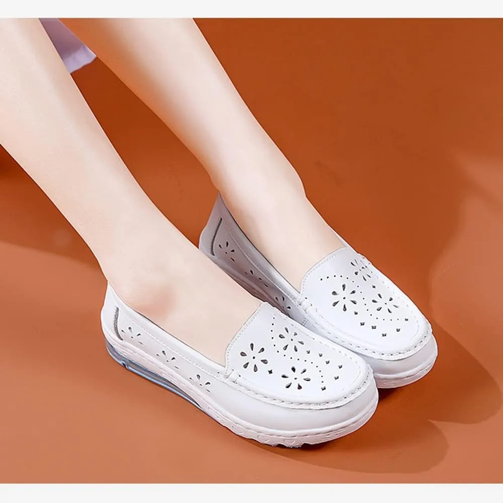 NVBHOF Nursing Shoes Womens, Lightweight Non-Slip Work Shoes with Arch Support, Hollowed Out Breathable Orthopedic Nurse Shoes for Women Food Service