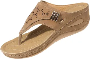Orthopedic Sandals for Women Arch Support Breathable Dressy Wedge Sandals Comfortable Walking Thong Sandals Hollow Flower Wedge Sandal Dressy Summer Beach Casual Shoes