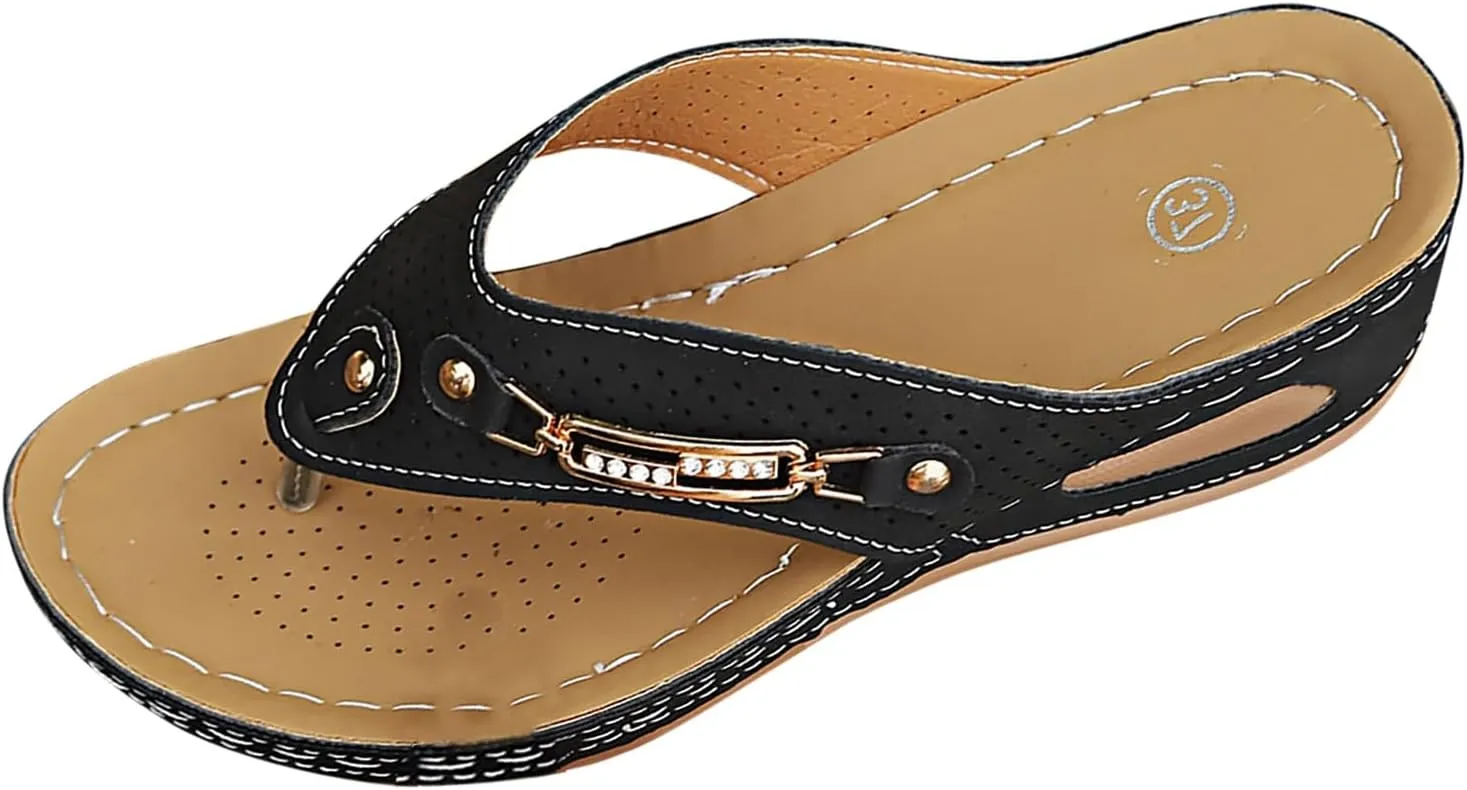 Orthopedic Sandals for Women Breathable Comfortable Walking Sandals Arch Support Flowers Clip Toe Sandals2