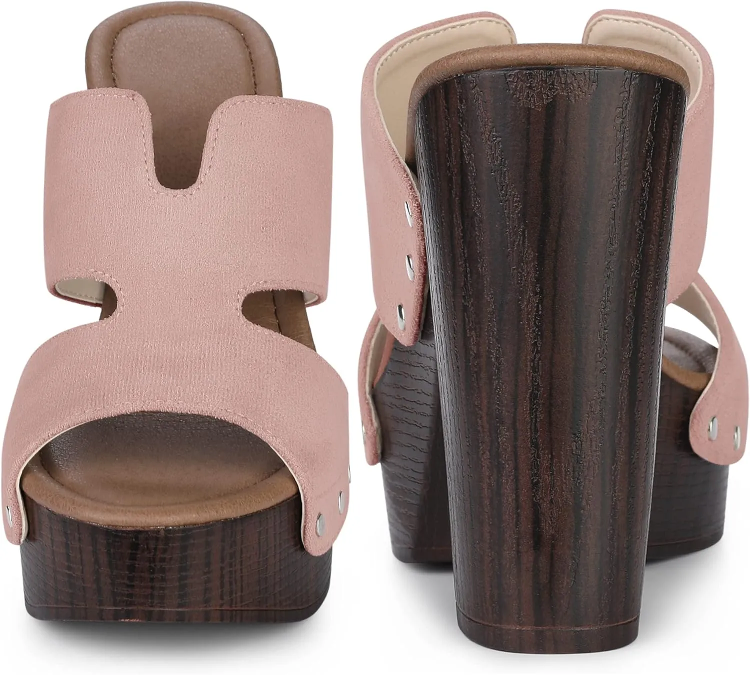 Perphy Platform Slip on Block High Heels Slides Sandals for Women
