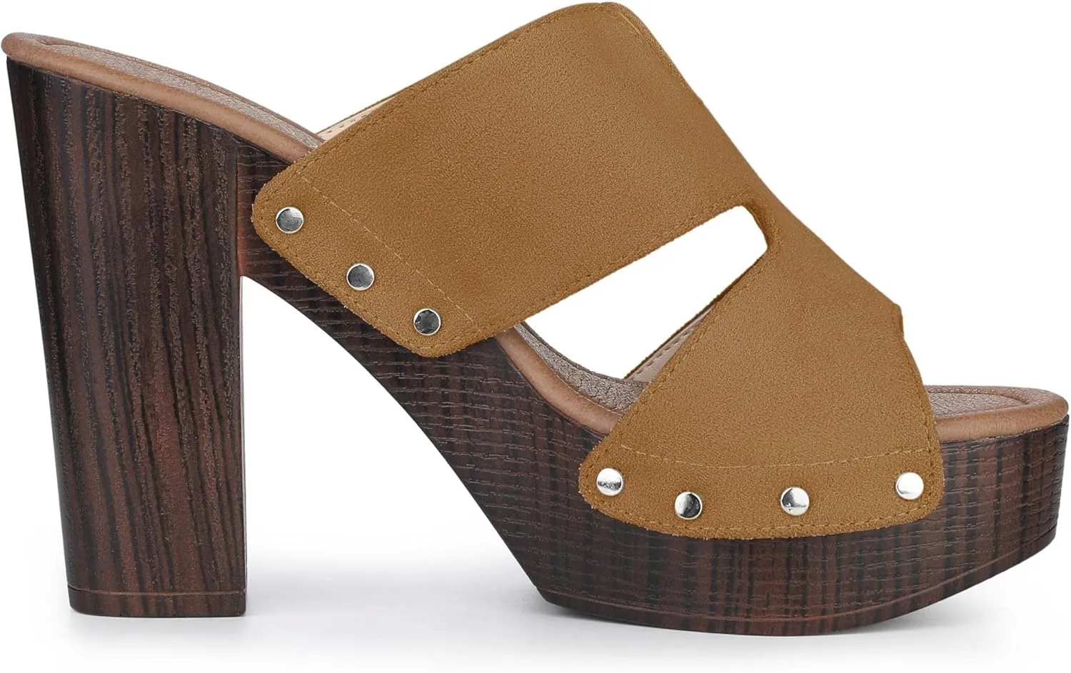 Perphy Platform Slip on Block High Heels Slides Sandals for Women