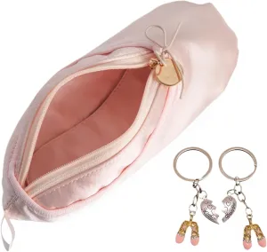 Pink Ballet Dance Recital Gifts for Girls, Ballet Slipper Pouch Ballerina Stuff Dancer Makeup Bag for Women (Key Chain A)