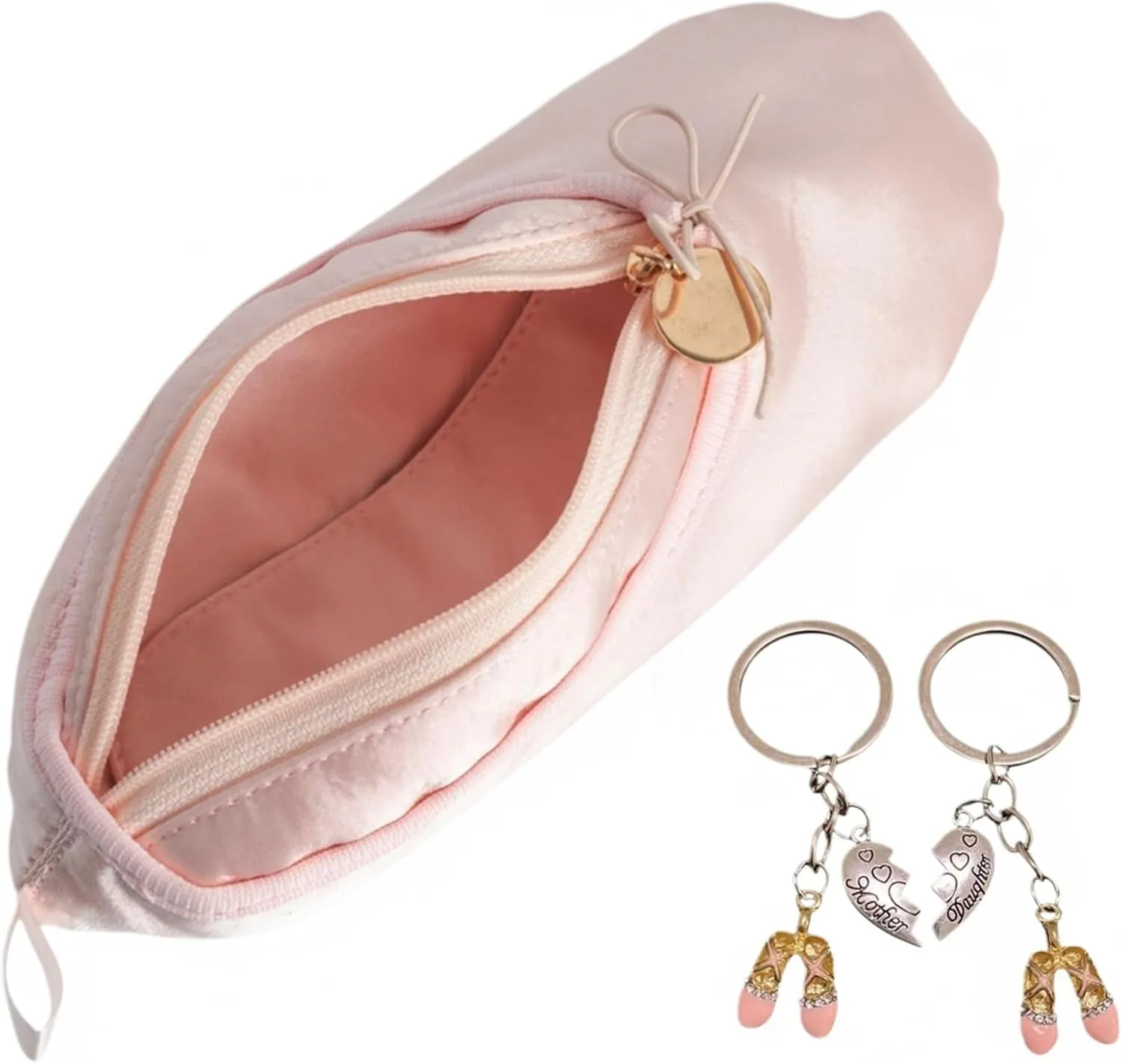 Pink Ballet Dance Recital Gifts for Girls, Ballet Slipper Pouch Ballerina Stuff Dancer Makeup Bag for Women (Key Chain A)