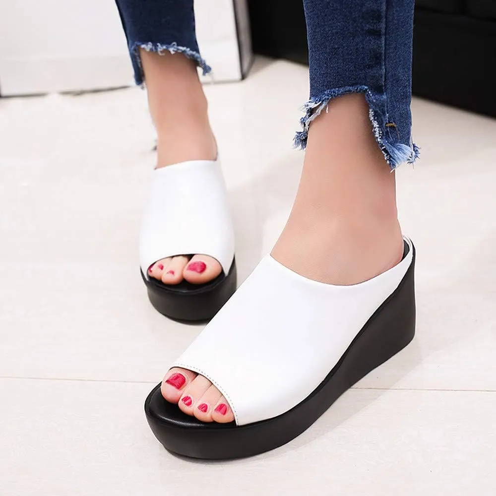 Platform Sandals for Women Wedge Clogs Mules Garden Slippers Casual Fashion Slip on Sandals Backless Walking Shoes