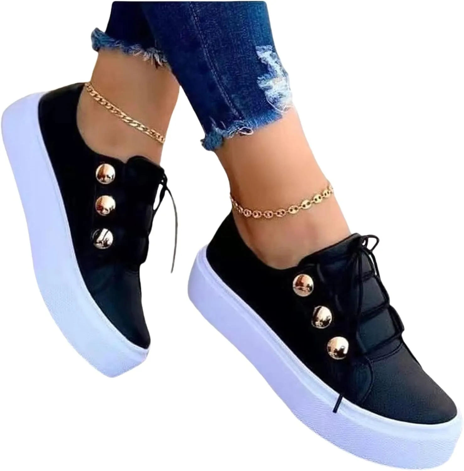 Platform Sneakers for Women Fashion Slip On Canvas Shoes Summer Casual Closed Toe Low Top Walking Flats Loafers Comfortable Breathable Lightweight Sneakers