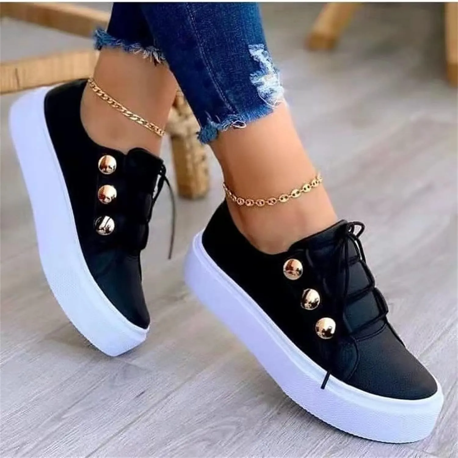 Platform Sneakers for Women Fashion Slip On Canvas Shoes Summer Casual Closed Toe Low Top Walking Flats Loafers Comfortable Breathable Lightweight Sneakers