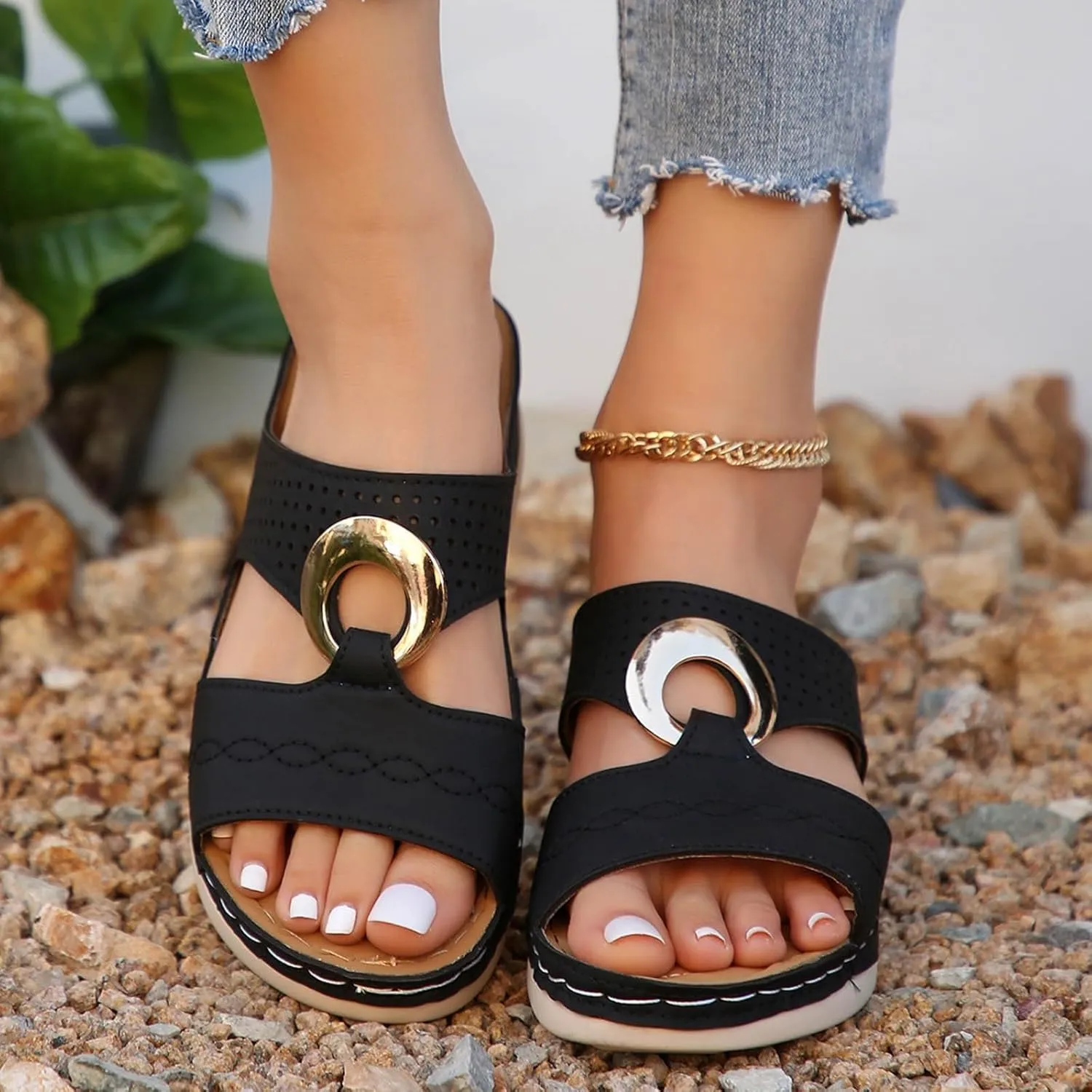 Platform Wedge Sandals Women Summer: Comfortable Open Toe Arch Support Slippers Dressy Orthopedic Shoes