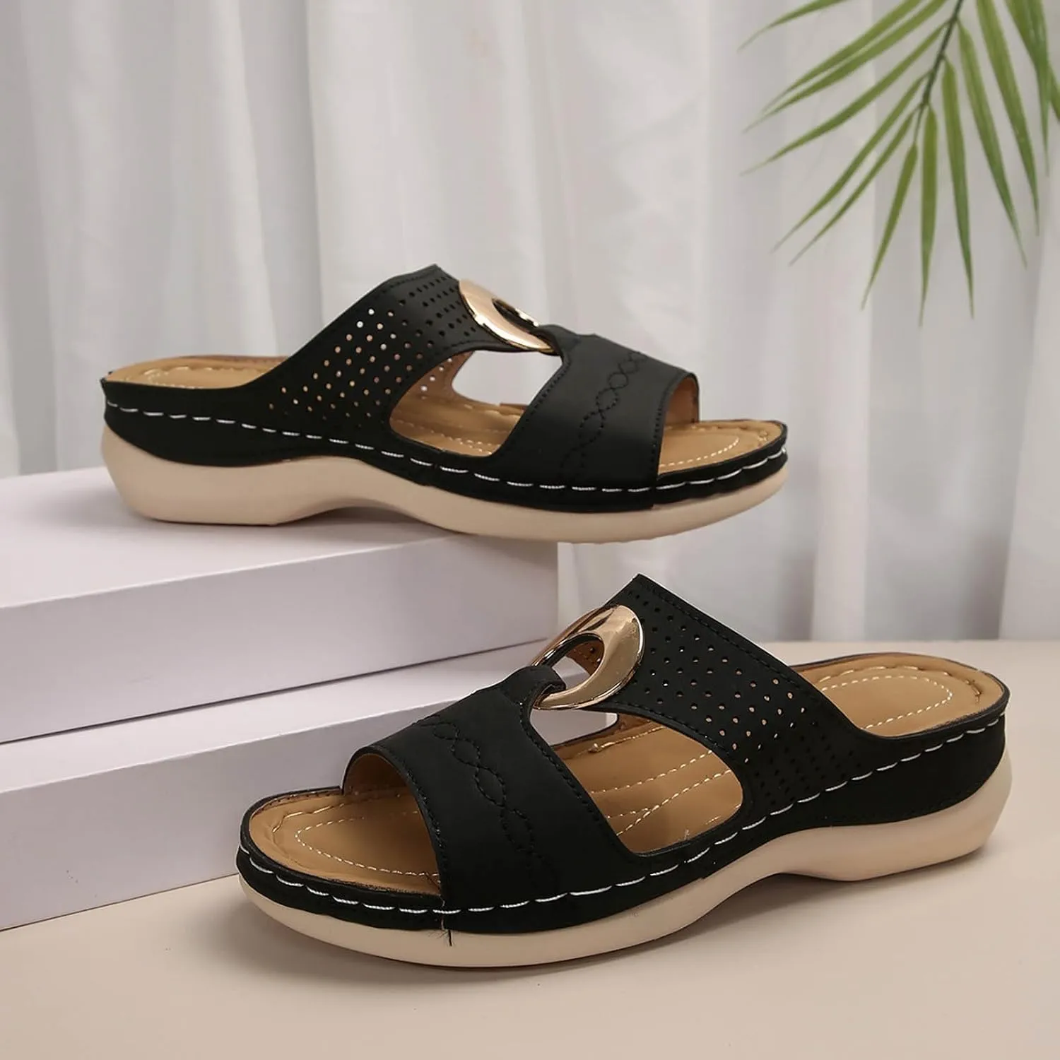 Platform Wedge Sandals Women Summer: Comfortable Open Toe Arch Support Slippers Dressy Orthopedic Shoes