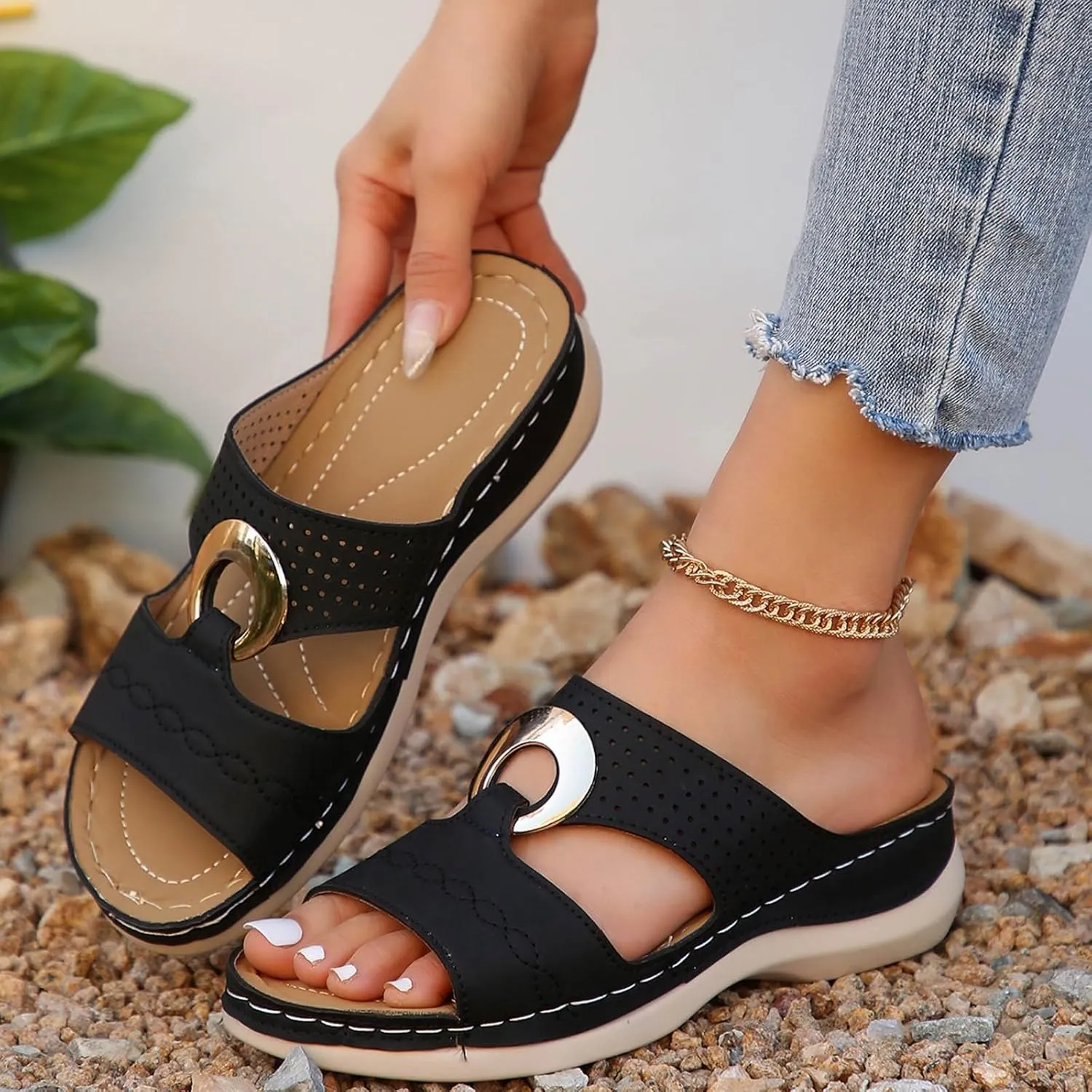 Platform Wedge Sandals Women Summer: Comfortable Open Toe Arch Support Slippers Dressy Orthopedic Shoes