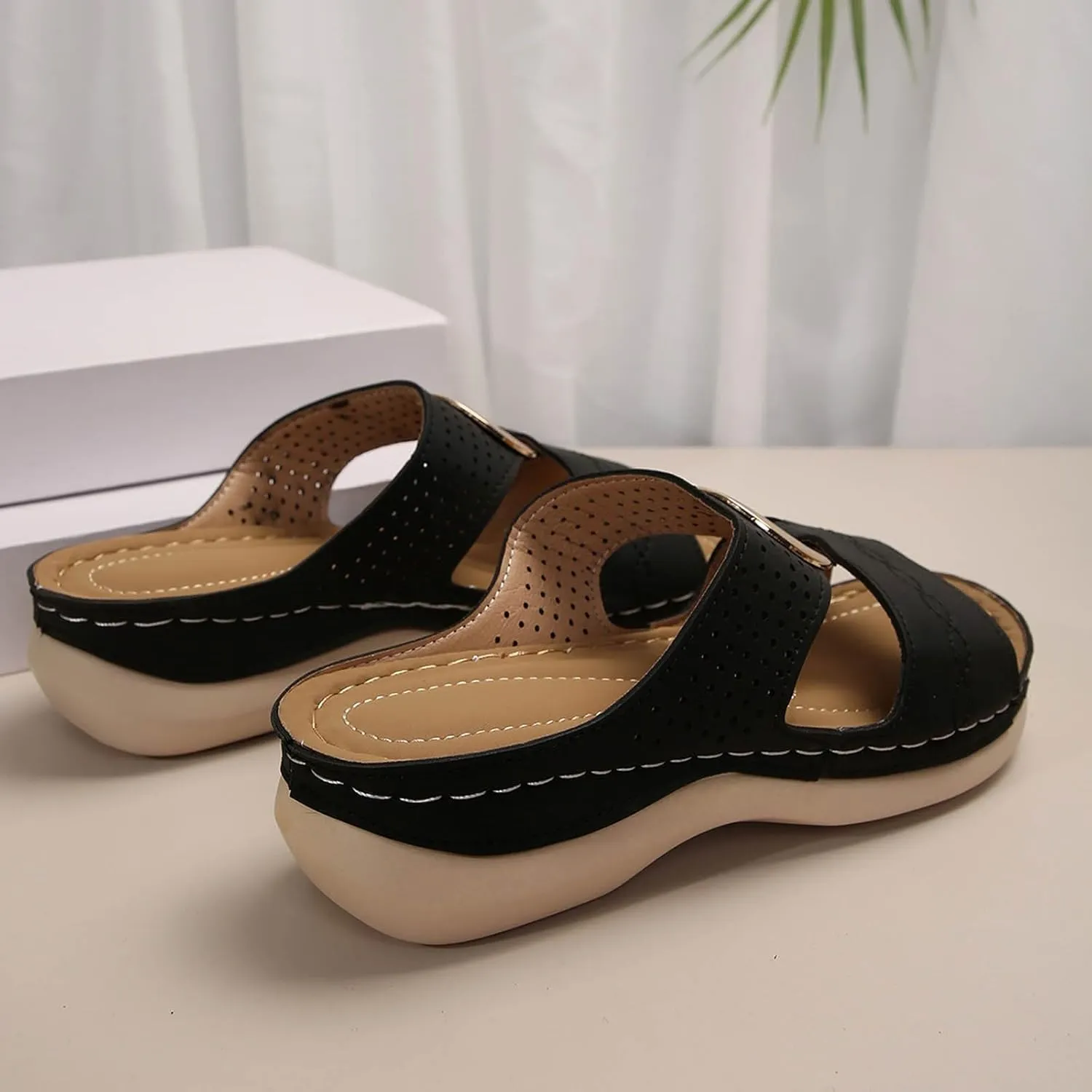 Platform Wedge Sandals Women Summer: Comfortable Open Toe Arch Support Slippers Dressy Orthopedic Shoes