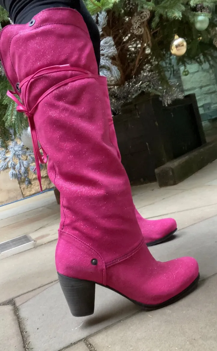Pulpeux  Fuchsia suede long leg boot-Last pairs 36, 37 & 38
