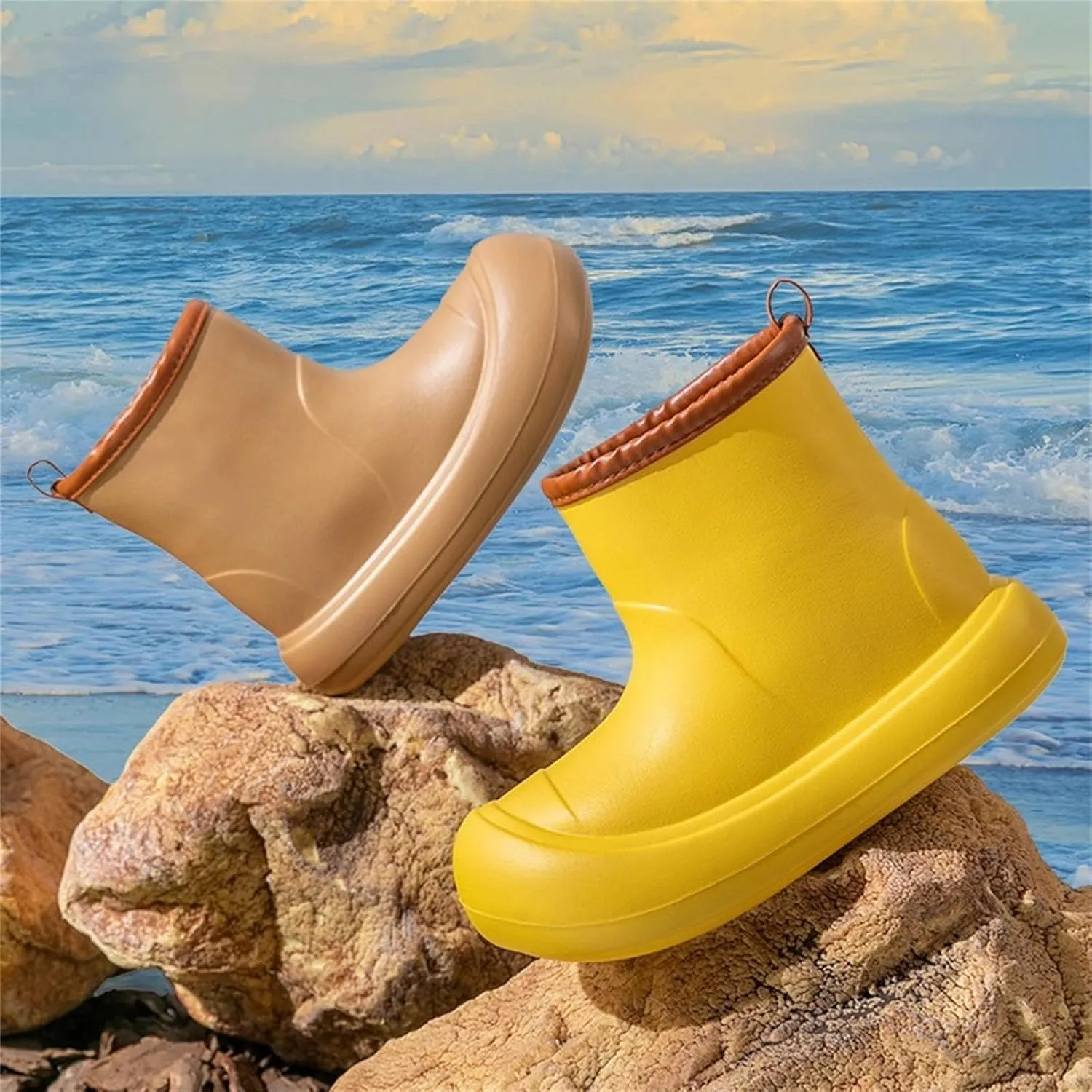Rain Boots For Kids Waterproo Garden Shoes For Toddler Lightweight Short Solid Platform Rain Boots Kids Rubber Boots