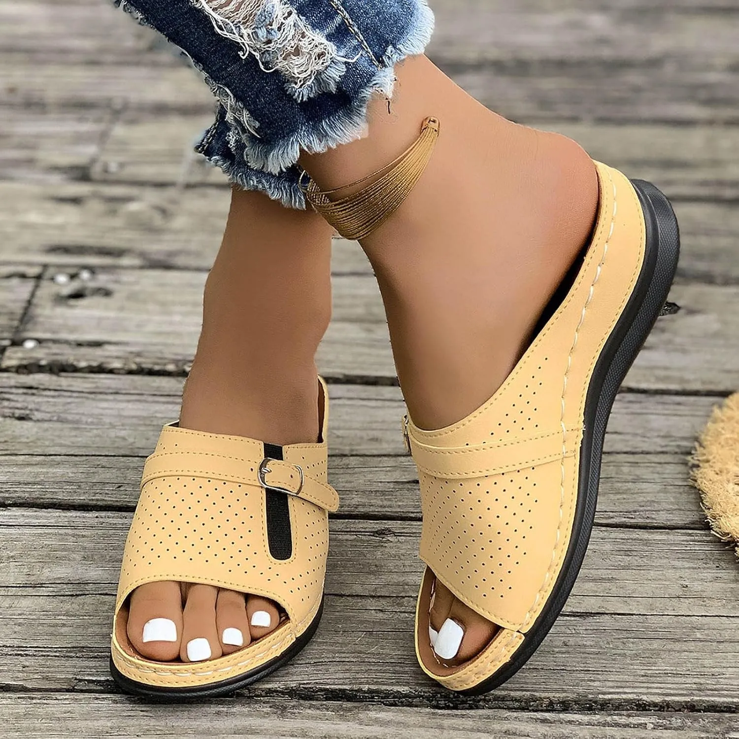 Sandals for Women Dressy Comfortable Thick Soled Sandals Women Summer Open Toe Wedge Walking Shoes