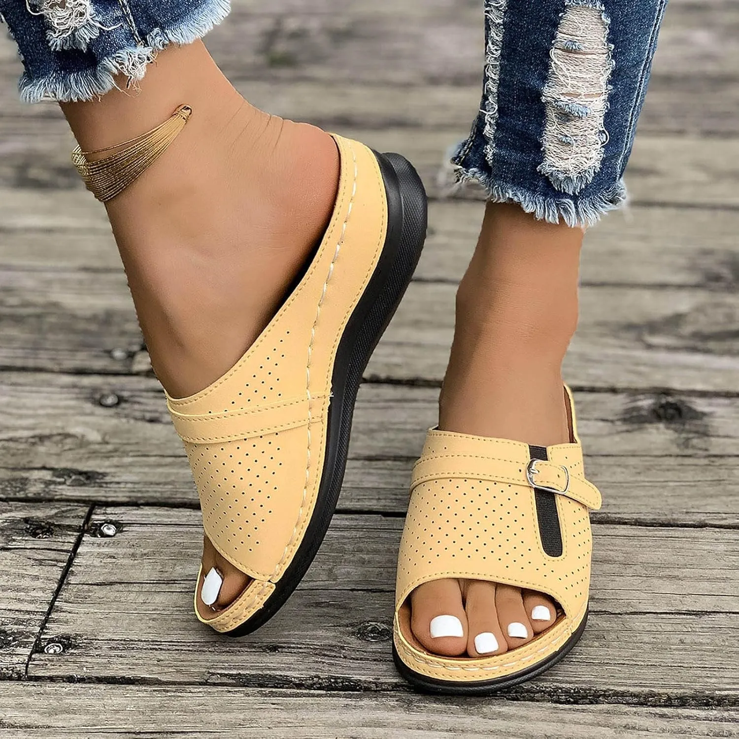 Sandals for Women Dressy Comfortable Thick Soled Sandals Women Summer Open Toe Wedge Walking Shoes
