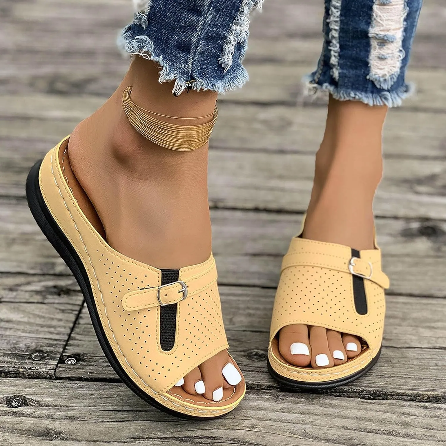 Sandals for Women Dressy Comfortable Thick Soled Sandals Women Summer Open Toe Wedge Walking Shoes