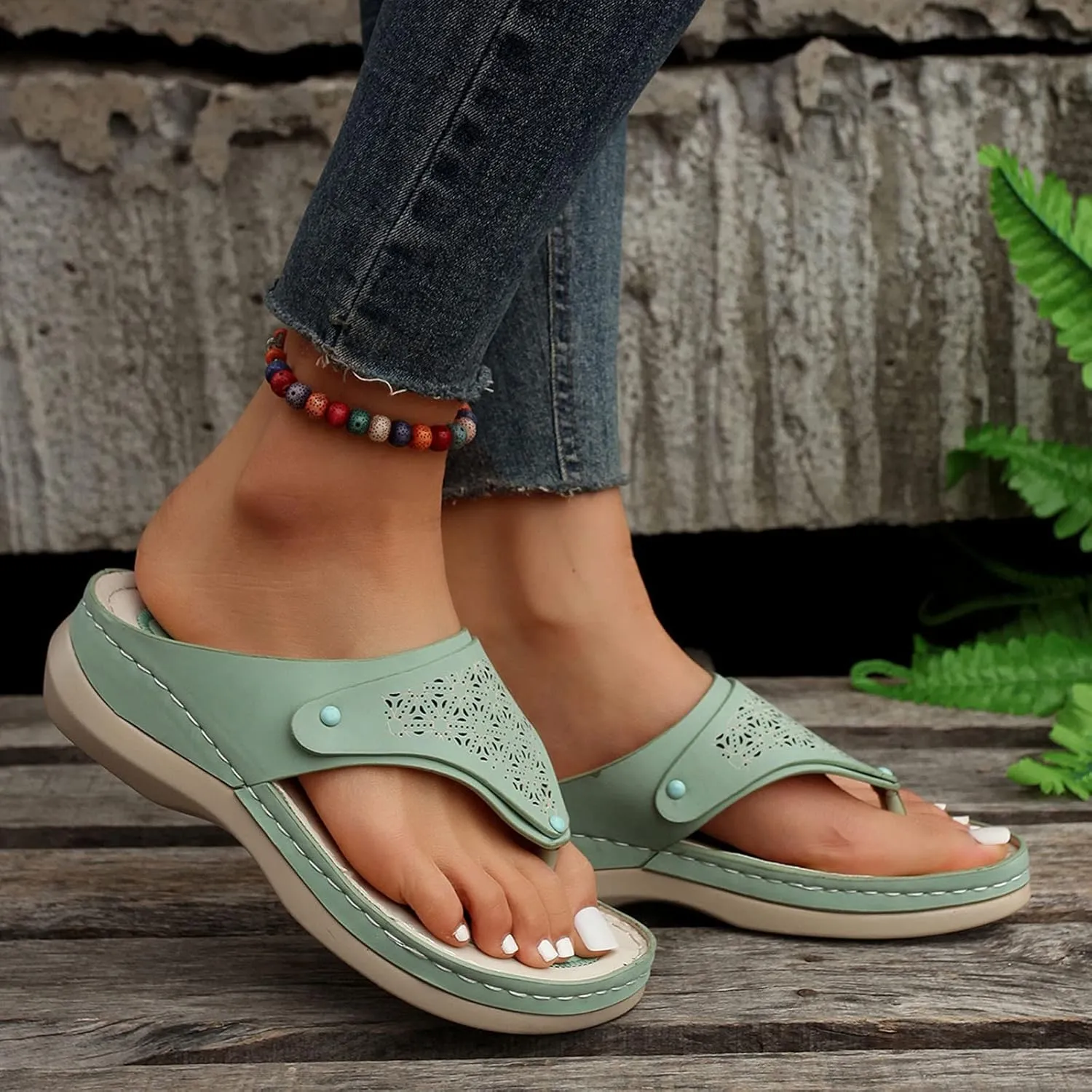 Sandals for Women Mesh Hollow Sports Sandals Wedge Orthopedic Flip Flops Summer Casual Slippers Open Toe Shoes