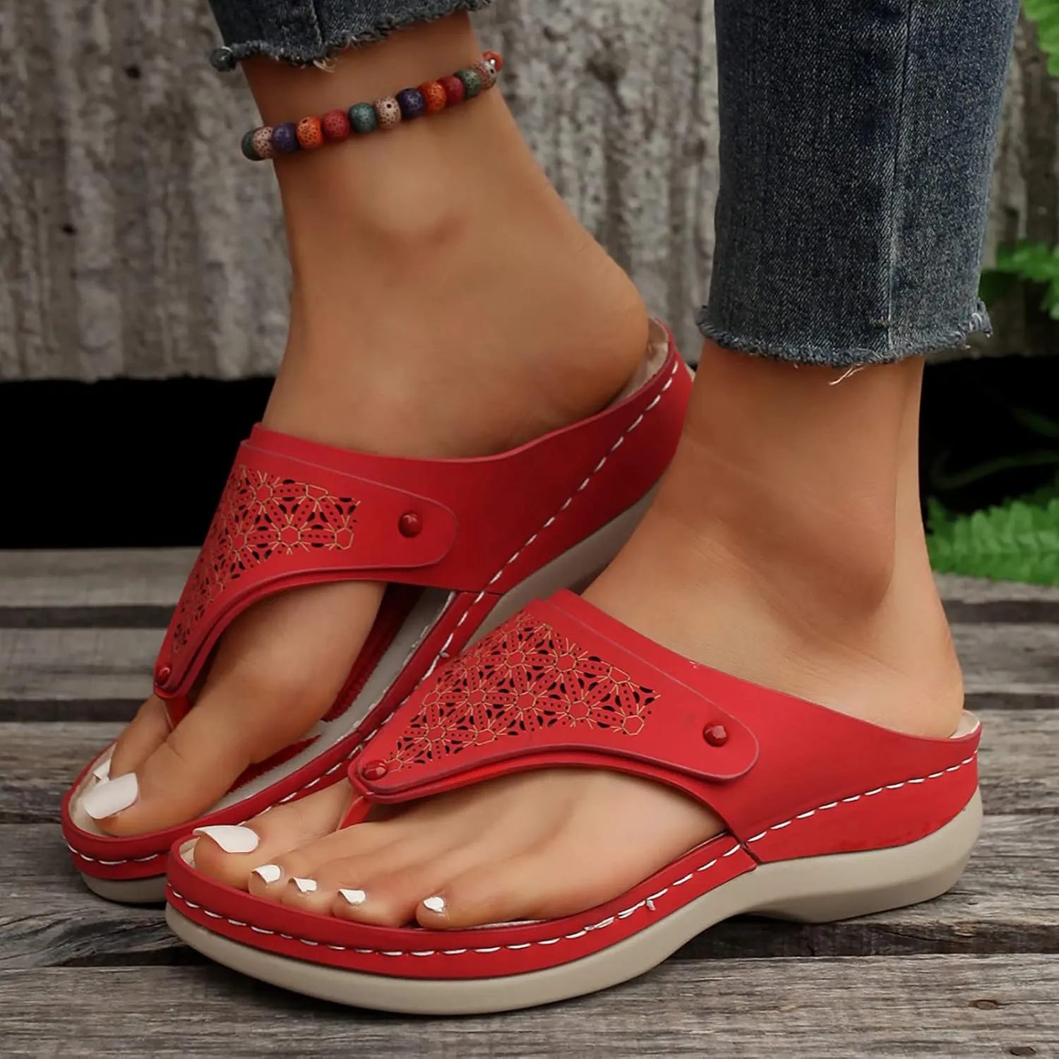 Sandals for Women Mesh Hollow Sports Sandals Wedge Orthopedic Flip Flops Summer Casual Slippers Open Toe Shoes