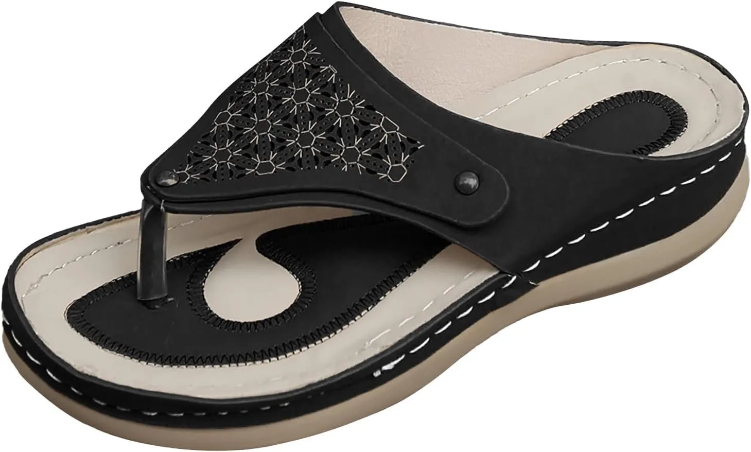Sandals for Women Mesh Hollow Sports Sandals Wedge Orthopedic Flip Flops Summer Casual Slippers Open Toe Shoes