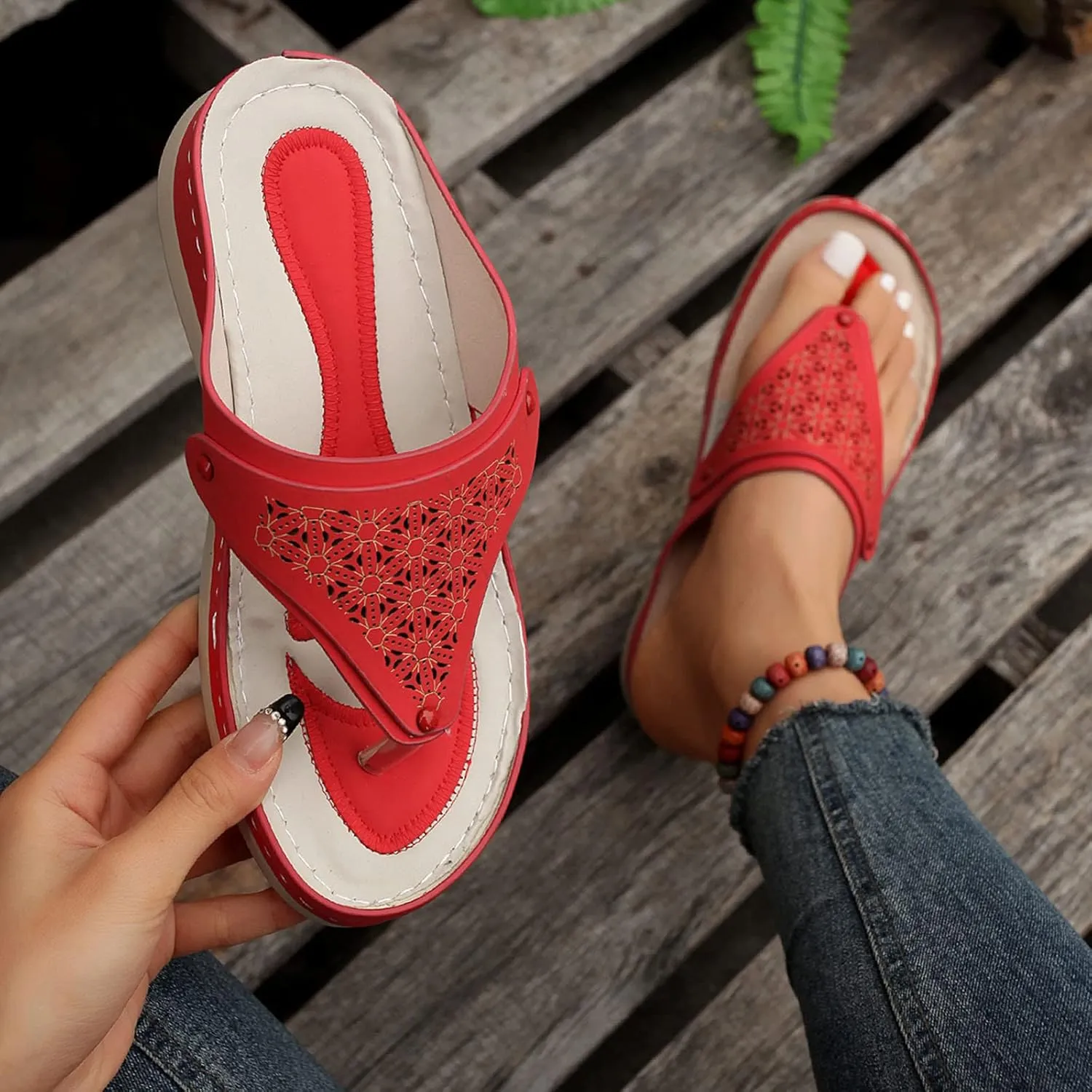 Sandals for Women Mesh Hollow Sports Sandals Wedge Orthopedic Flip Flops Summer Casual Slippers Open Toe Shoes