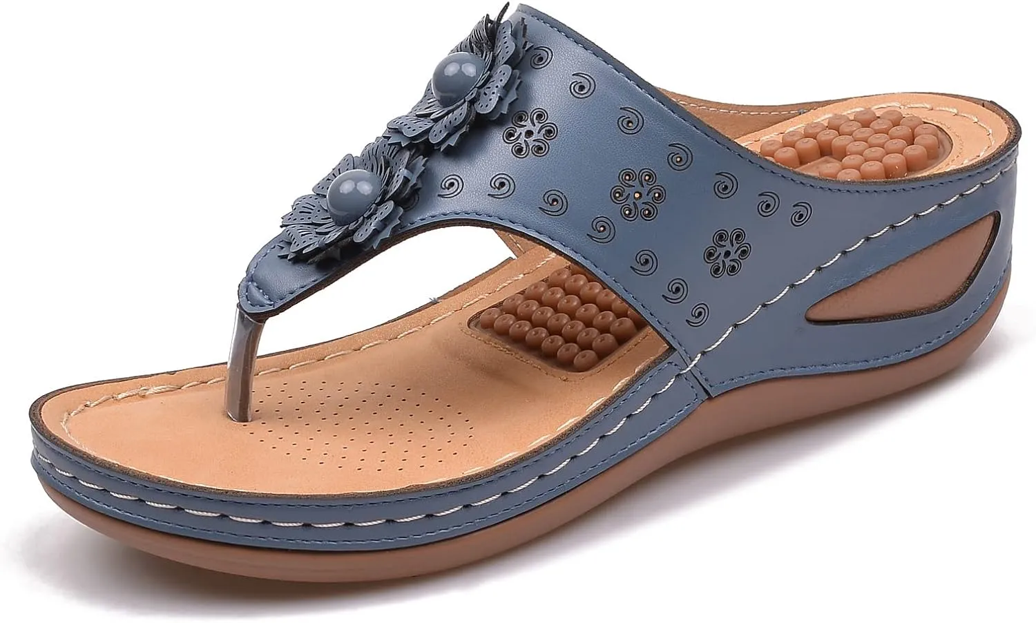 Sandals for Women Wedge Shoes Summer Casual Dressy Orthopedic Flip Flops Comfortable Non Slip Platform Footwear Lightweight Summer Beach Shoes Slip On Indoor Outdoor