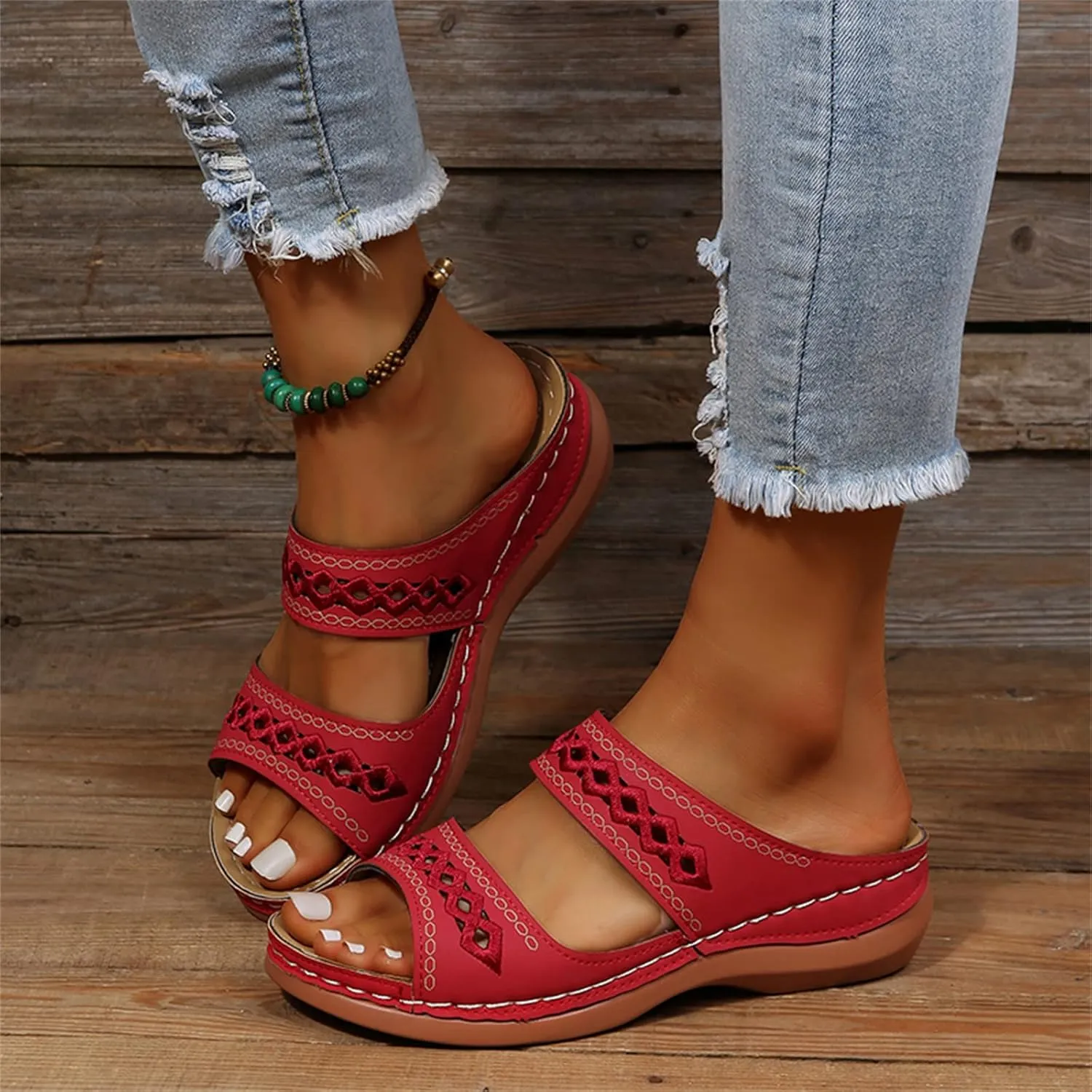Sandals Women Dressy Summer Flat Island Cute Casual Beach Shoes Orthotic Slides Comfort Walking Orthopedic Flip Flops