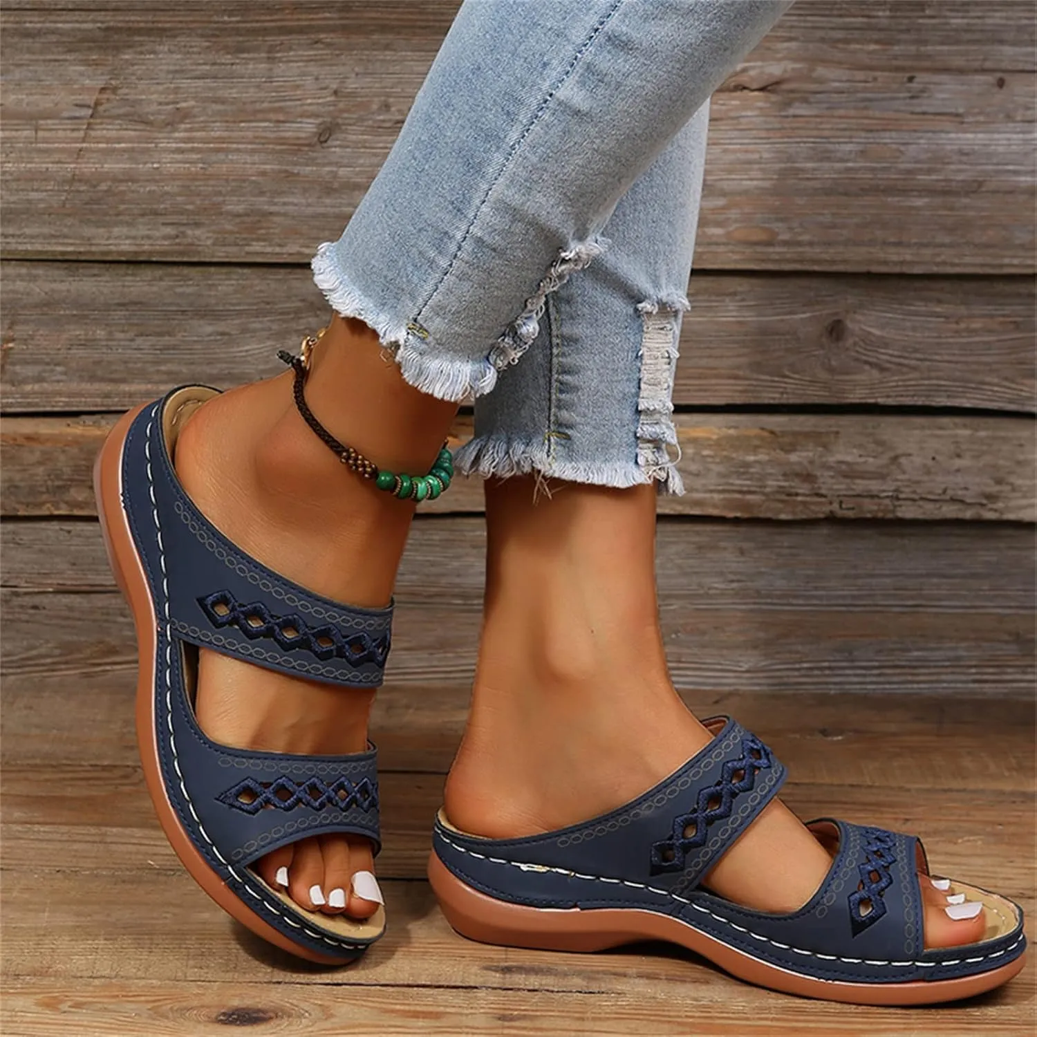 Sandals Women Dressy Summer Flat Island Cute Casual Beach Shoes Orthotic Slides Comfort Walking Orthopedic Flip Flops